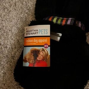Martha Stewart Black Dog Outfit with Striped Accent
